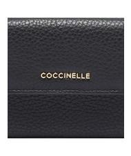 COCCINELLE METALLIC SOFT Portemonnaie aus genarbtem Leder Schwarz - Brieftaschen Damen - 3