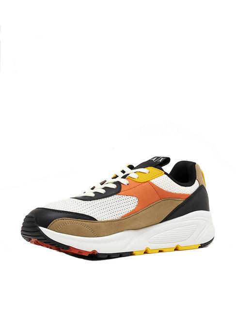 Sneaker running in tessuto tecnico Turnschuhe Holz+Schwarz+Orange - Herrenschuhe