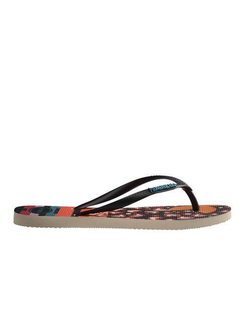 SLIM PATCHWORK Flip-Flops beige/schwarz - Damenschuhe