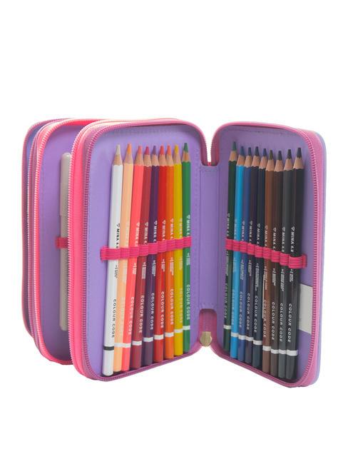 DREAMS&FLOWERS Federm&auml;ppchen mit 3 Rei&szlig;verschl&uuml;ssen und Schulset RHODAMINROT - Etuis und Zubeh&ouml;r