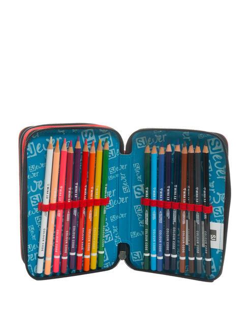 EVER Federm&auml;ppchen mit 3 Rei&szlig;verschl&uuml;ssen und Schulset ROT - Etuis und Zubeh&ouml;r