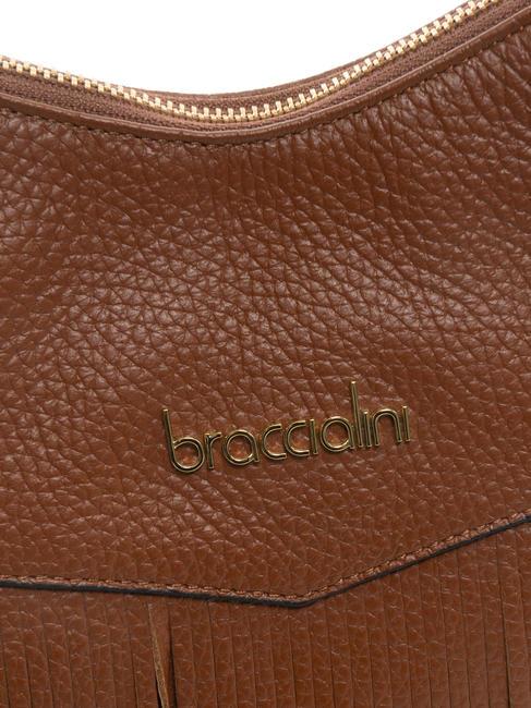 SANDRA Umh&auml;ngetasche aus Leder mit Fransen braun - Damentaschen