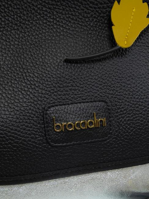 SARA Aktentasche aus Leder schwarzes Silber - Damentaschen