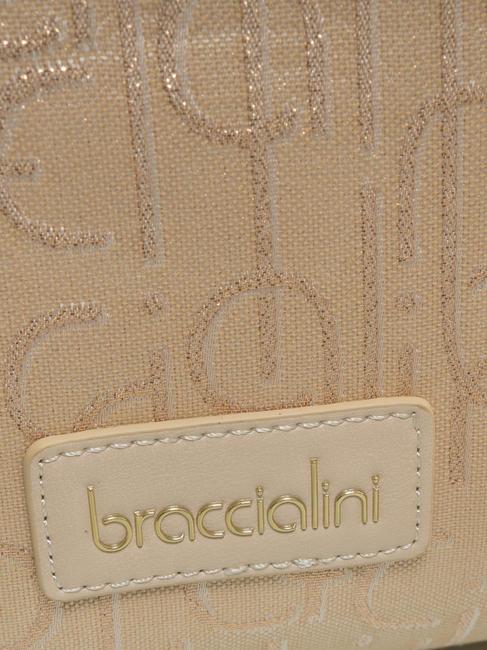FONT Umh&auml;ngetasche aus Jacquard Beige - Damentaschen