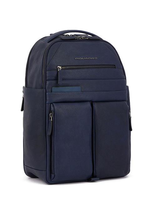 PAAVO Laptop-Rucksack 15,6", aus Leder Blau - PC-Rucks&auml;cke