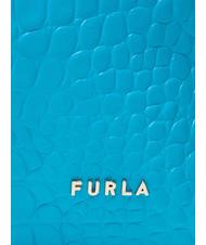 FURLA GINGER Kleine Handtasche aus Kokosleder cyan - Damentaschen - 4