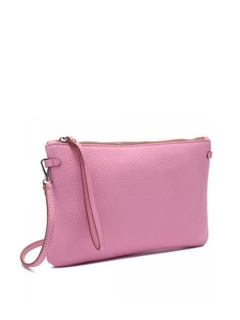 HERMY Clutch aus geh&auml;mmertem Leder Rosa-Natur - Damentaschen