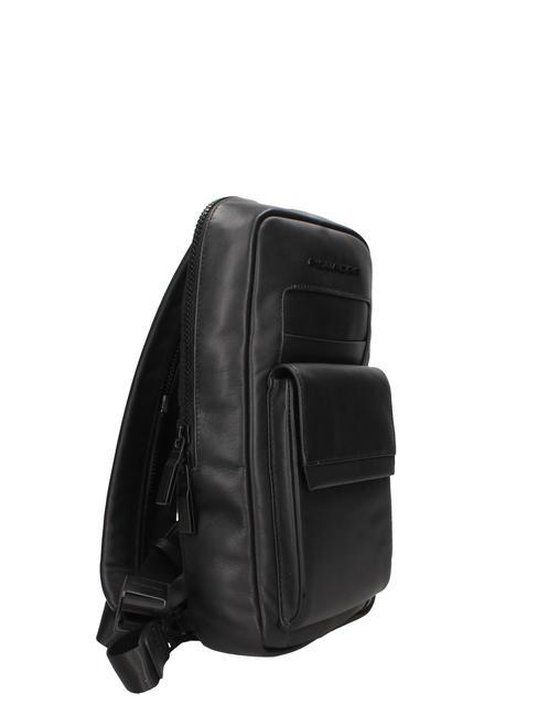 FINN  Rucksack / Umh&auml;ngetasche aus Leder Schwarz - PC-Rucks&auml;cke