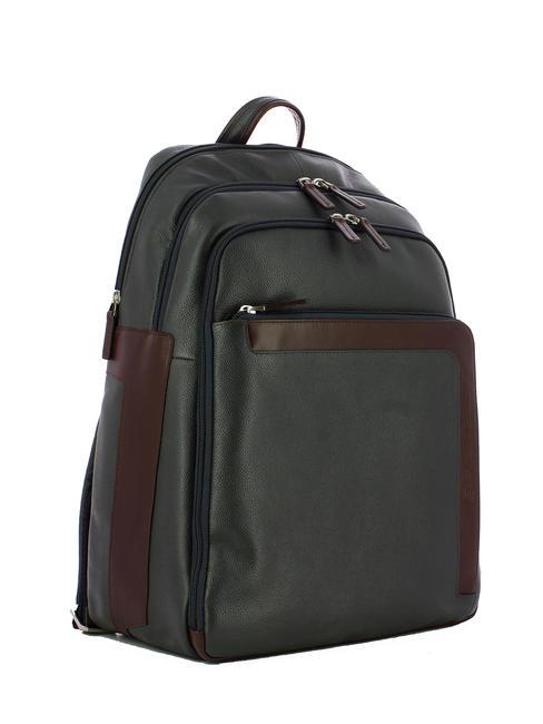 X1 15,6-Zoll-Laptop-Rucksack aus Leder blau / braun - PC-Rucks&auml;cke