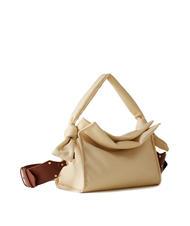 BORBONESE LOVER NYLON Kleine Hobo-Tasche mit Schultergurt Kamille/Leder - Damentaschen - 2