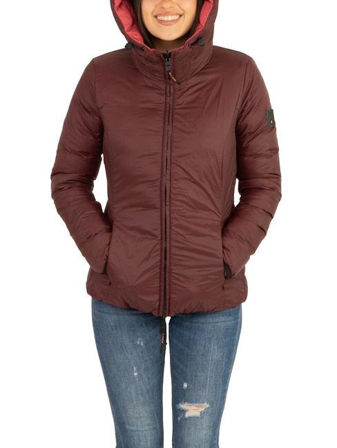 SCIRE NY DOUBLE Doppelseitige Daunenjacke mit Kapuze Cordovan-Leder - Tabasco - Daunenjacken f&uuml;r Damen