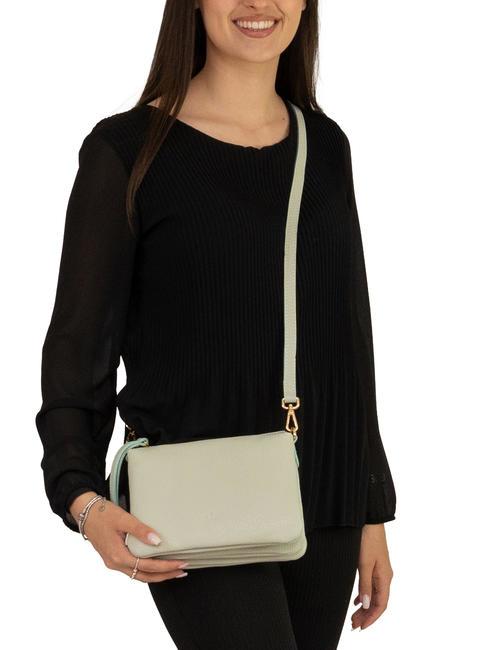 SIMONA Umh&auml;ngetasche aus Tris-Dollar-Leder arktisches Blaugr&uuml;n - Damentaschen