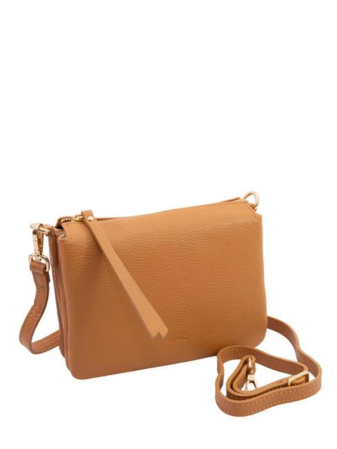 SIMONA Umh&auml;ngetasche aus Tris-Dollar-Leder dunkles Leder - Damentaschen