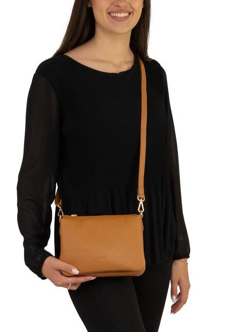 SIMONA Umh&auml;ngetasche aus Tris-Dollar-Leder dunkles Leder - Damentaschen