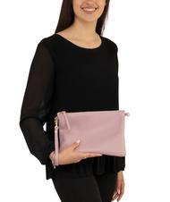 LESAC CLAUDIA Dollar-Clutch aus Leder mit Schultergurt tausendj&auml;hriges Rosa - Damentaschen - 5