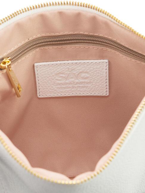 CLAUDIA Dollar-Clutch aus Leder mit Schultergurt optisches Wei&szlig; - Damentaschen