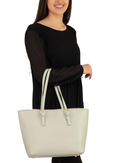 CHIARA Dollar-Shopper-Tasche aus Leder arktisches Blaugr&uuml;n - Damentaschen