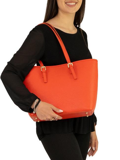 CHIARA Dollar-Shopper-Tasche aus Leder Koralle - Damentaschen