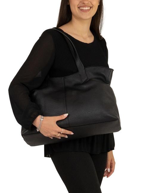 MARTINA Dollar-Shopper-Tasche aus Leder Schwarz - Damentaschen