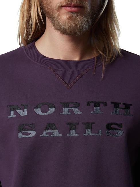 LETTERING LOGO Sweatshirt aus Baumwolle mit Rundhalsausschnitt dunkle Pflaume - Sweatshirts Herren