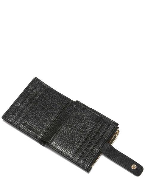 METALLIC SOFT Mini-Geldb&ouml;rse aus Leder Schwarz - Brieftaschen Damen