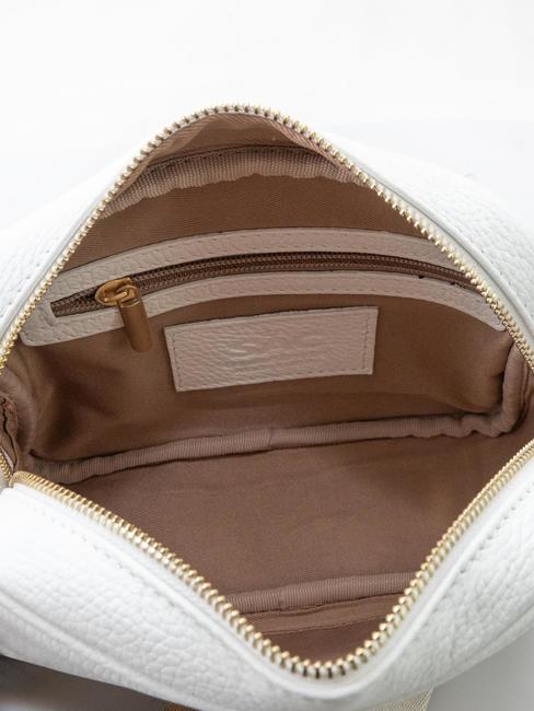 LUCIA Doppelte Umh&auml;ngetasche aus Dollar-Leder optisches Wei&szlig; - Damentaschen