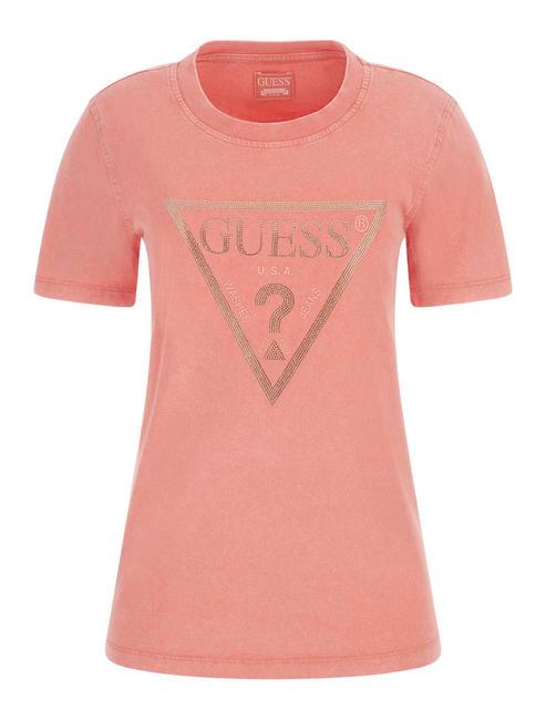 VINTAGE Baumwoll t-shirt Pfirsichkoralle - T-Shirts und Tops f&uuml;r Damen