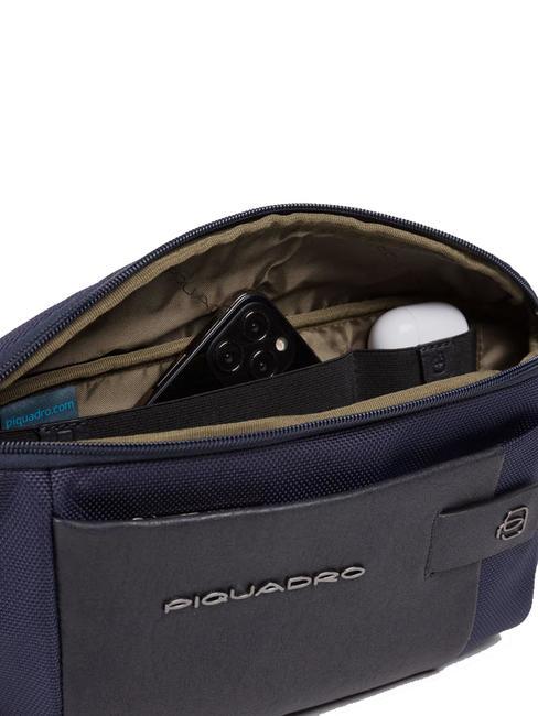 BRIEF 2 G&uuml;rteltasche aus Leder und Stoff Blau - H&uuml;fttaschen