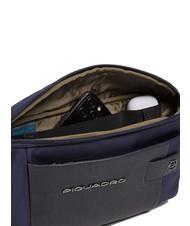 PIQUADRO BRIEF 2 G&uuml;rteltasche aus Leder und Stoff Blau - H&uuml;fttaschen - 3