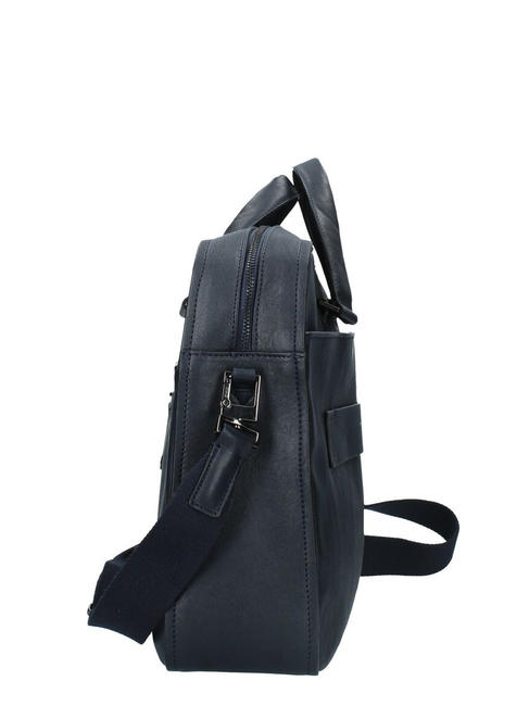 CAMPIONARIO - DAVID 15,6-Zoll-Laptop-Aktentasche aus Leder Blau - Arbeitstaschen