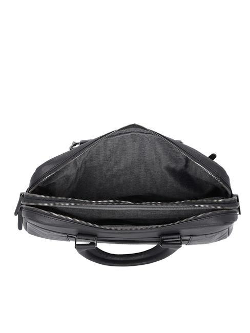 CAMPIONARIO - BLACK SQUARE Leder-Aktentasche f&uuml;r 15,6-Zoll-Laptop Schwarz - Arbeitstaschen