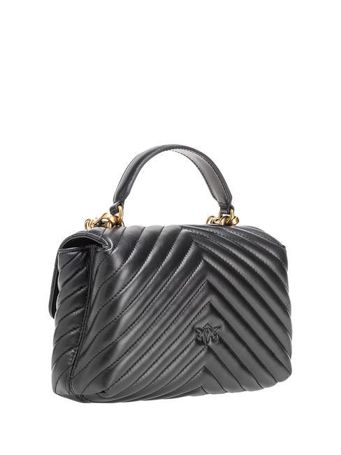 LOVE LADY PUFF Mini-Handtasche mit Schultergurt schwarz-antikgold - Damentaschen