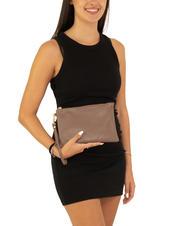 LESAC ROBERTA Dollar-Clutch aus Leder Taupe - Damentaschen - 4