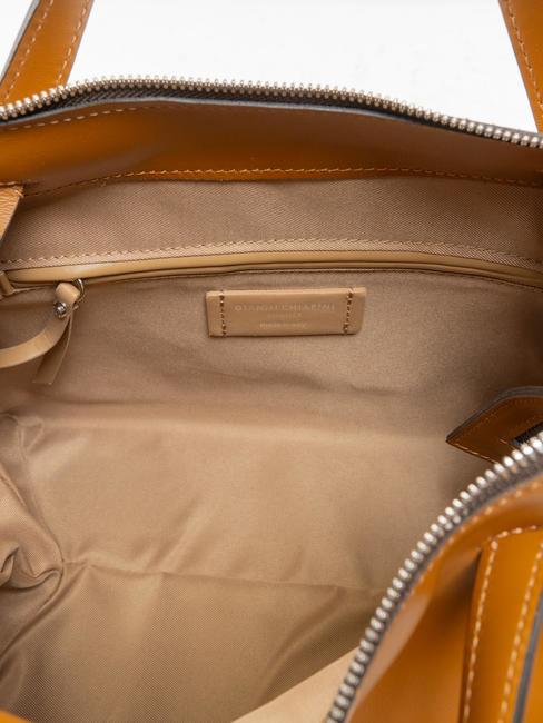 ORIGAMI Handtasche mit Schultergurt aus Leder br&auml;unen - Damentaschen