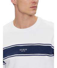 GUESS INSERTED STRIPE Sweatshirt aus Baumwolle mit Rundhalsausschnitt purwei&szlig; - Sweatshirts Herren - 4