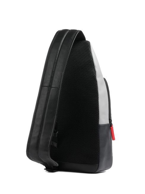 URBAN One-Shoulder-Tasche aus Leder grau schwarz - PC-Rucks&auml;cke