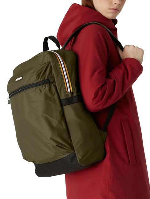 LAON Nylonrucksack gr&uuml;n schw&auml;rzlich - Rucks&auml;cke f&uuml;r Schule &amp; Freizeit