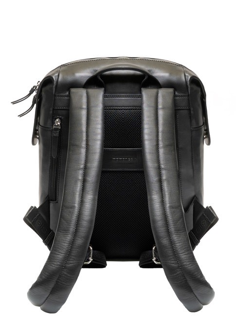 BICOLOR Lederrucksack f&uuml;r 15,6-Zoll-Laptop Schwarz Schwarz - PC-Rucks&auml;cke