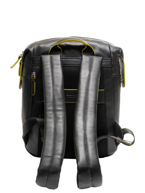 BICOLOR Lederrucksack f&uuml;r 15,6-Zoll-Laptop Schwarz Gelb - PC-Rucks&auml;cke