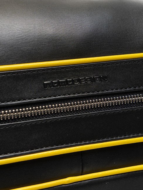 BICOLOR Lederrucksack f&uuml;r 15,6-Zoll-Laptop Schwarz Gelb - PC-Rucks&auml;cke