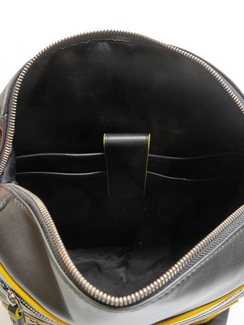 BICOLOR Lederrucksack f&uuml;r 15,6-Zoll-Laptop Schwarz Gelb - PC-Rucks&auml;cke