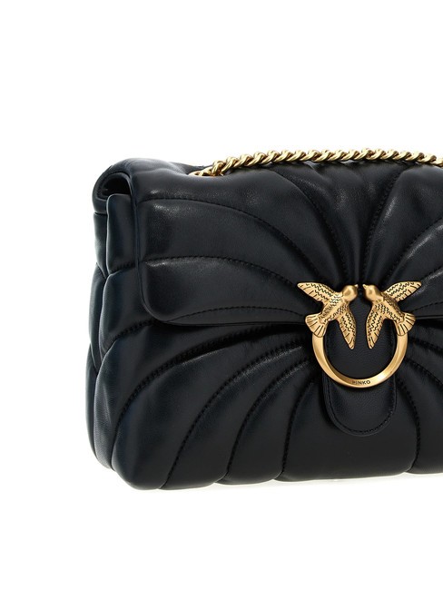 LOVE PUFF CLASSIC Umh&auml;ngetasche aus Nappaleder schwarz-antikgold - Damentaschen