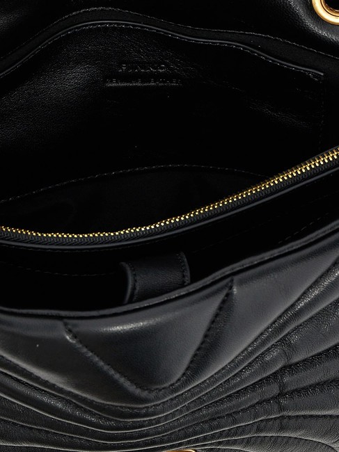 LOVE PUFF CLASSIC Umh&auml;ngetasche aus Nappaleder schwarz-antikgold - Damentaschen