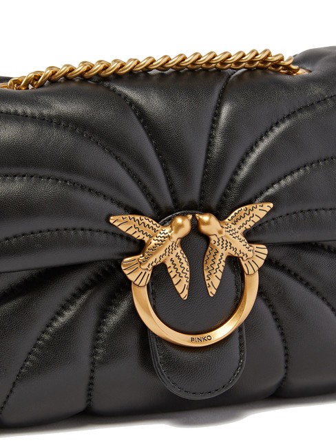 LOVE PUFF MINI Mini-Umh&auml;ngetasche aus Nappa schwarz-antikgold - Damentaschen