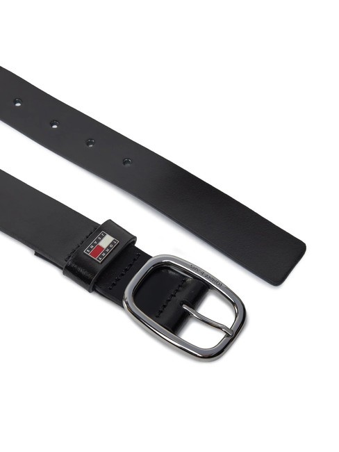 TOMMY JEANS OVAL  Verk&uuml;rzbarer Lederg&uuml;rtel Schwarz - G&uuml;rtel