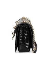 LOVE MOSCHINO CHAIN CROCO Bedruckte Umh&auml;ngetasche Schwarz - Damentaschen - 3