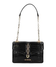 LOVE MOSCHINO CHAIN CROCO Bedruckte Umh&auml;ngetasche Schwarz - Damentaschen - 4