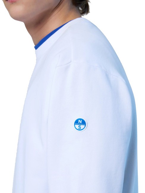 BASIC Baumwoll-Sweatshirt mit Logo-Schriftzug Wei&szlig; - Sweatshirts Herren