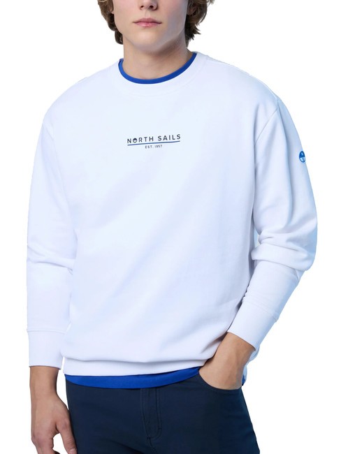 BASIC Baumwoll-Sweatshirt mit Logo-Schriftzug Wei&szlig; - Sweatshirts Herren
