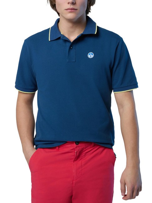 COLLAR STRIPED Kurzarm-Poloshirt aus Baumwolle dunkler Denim - Herren-Polo-Shirts/Herren-Polo-Shirt/Herrenpoloshirt/Herrenpoloshirts